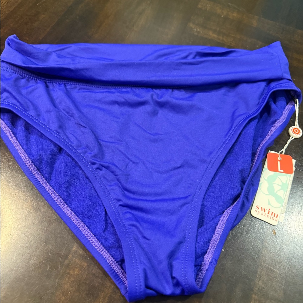 Vibrant Atlantic Blue Bikini Up-Down Roll Bottom Waistband Size Large